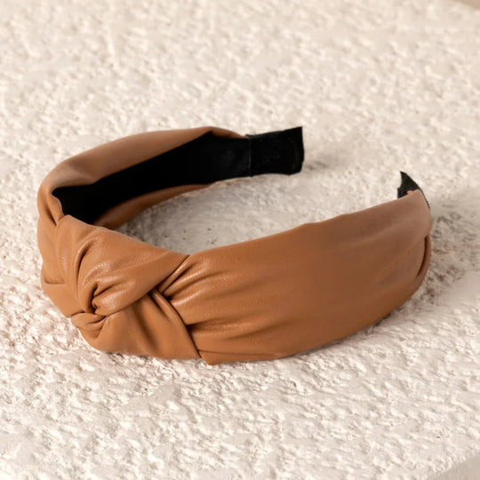 Knotted Faux Leather Headband