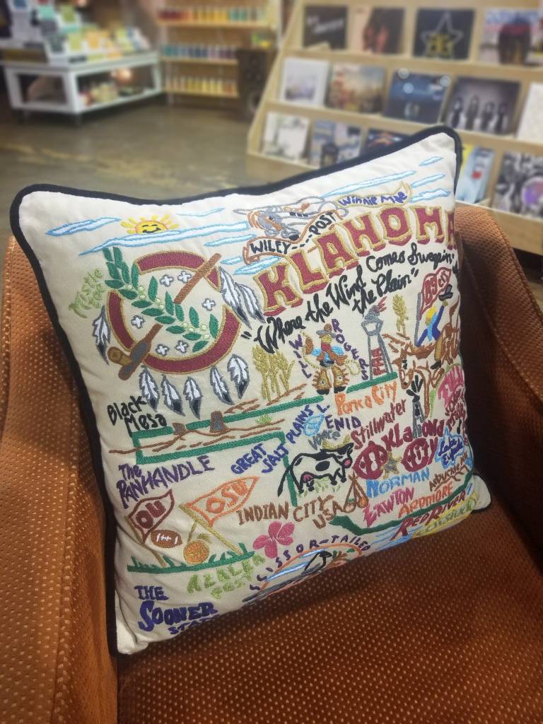 Oklahoma Hand Embroidered Pillow