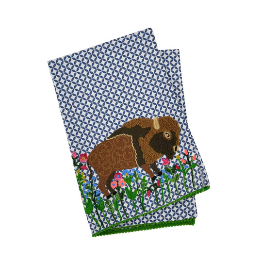 Bison on the Farm Tea Towel