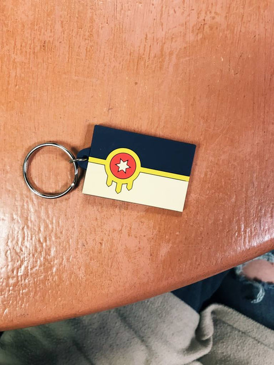 Tulsa Flag Rubber Keychain