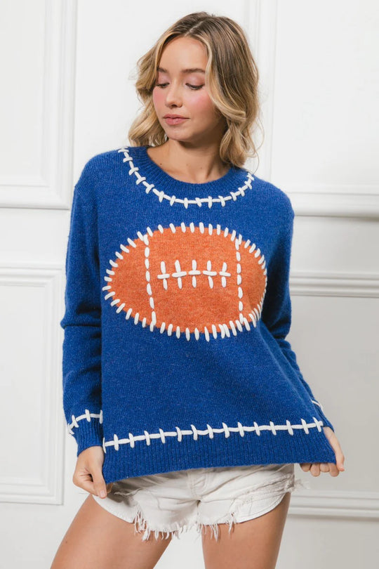 Stitched Outline Football Sweater