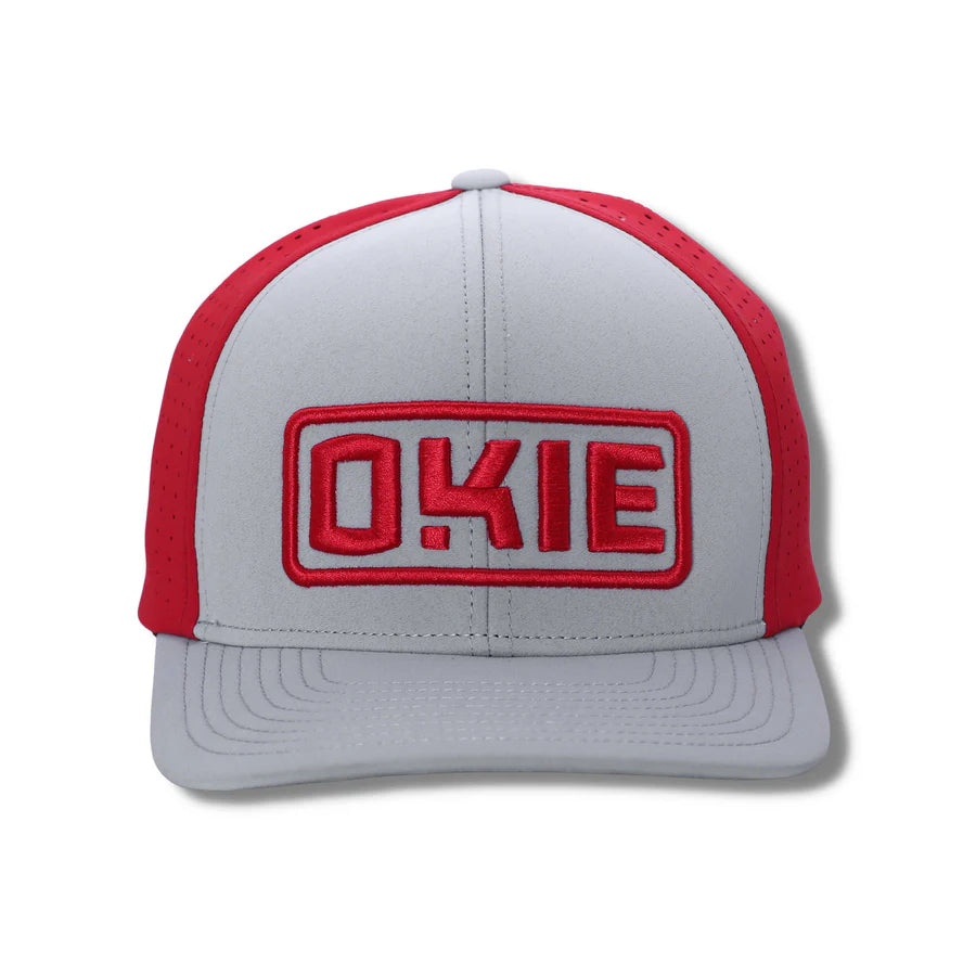 The Okie Brand Sooner Performance Flat Bill Hat Grey/Red