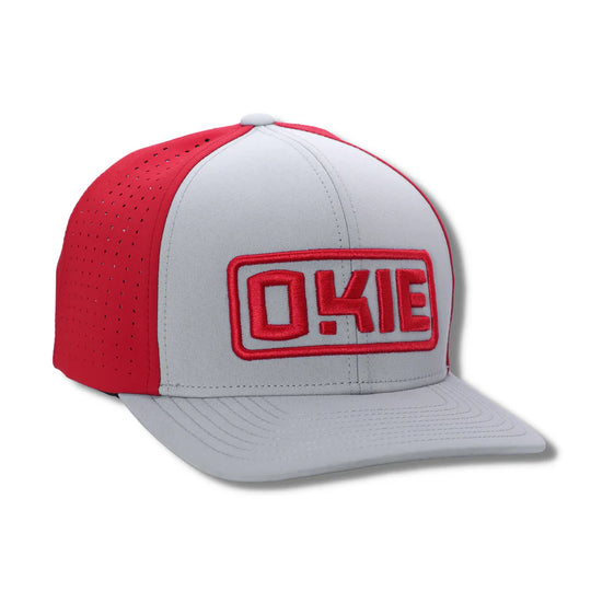 The Okie Brand Sooner Performance Flat Bill Hat Grey/Red