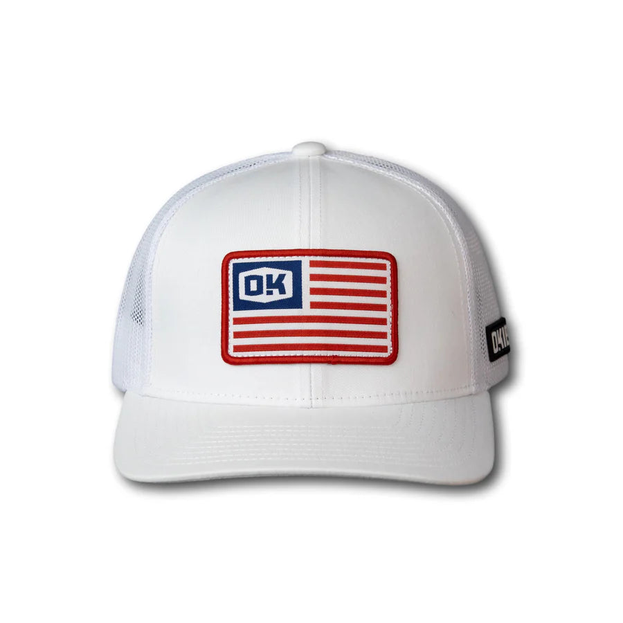 The Okie Brand Merica Performance Hat White