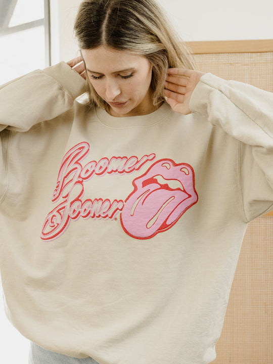 Rolling Stones OU Sooners Malibu Sand Thrifted Sweatshirt