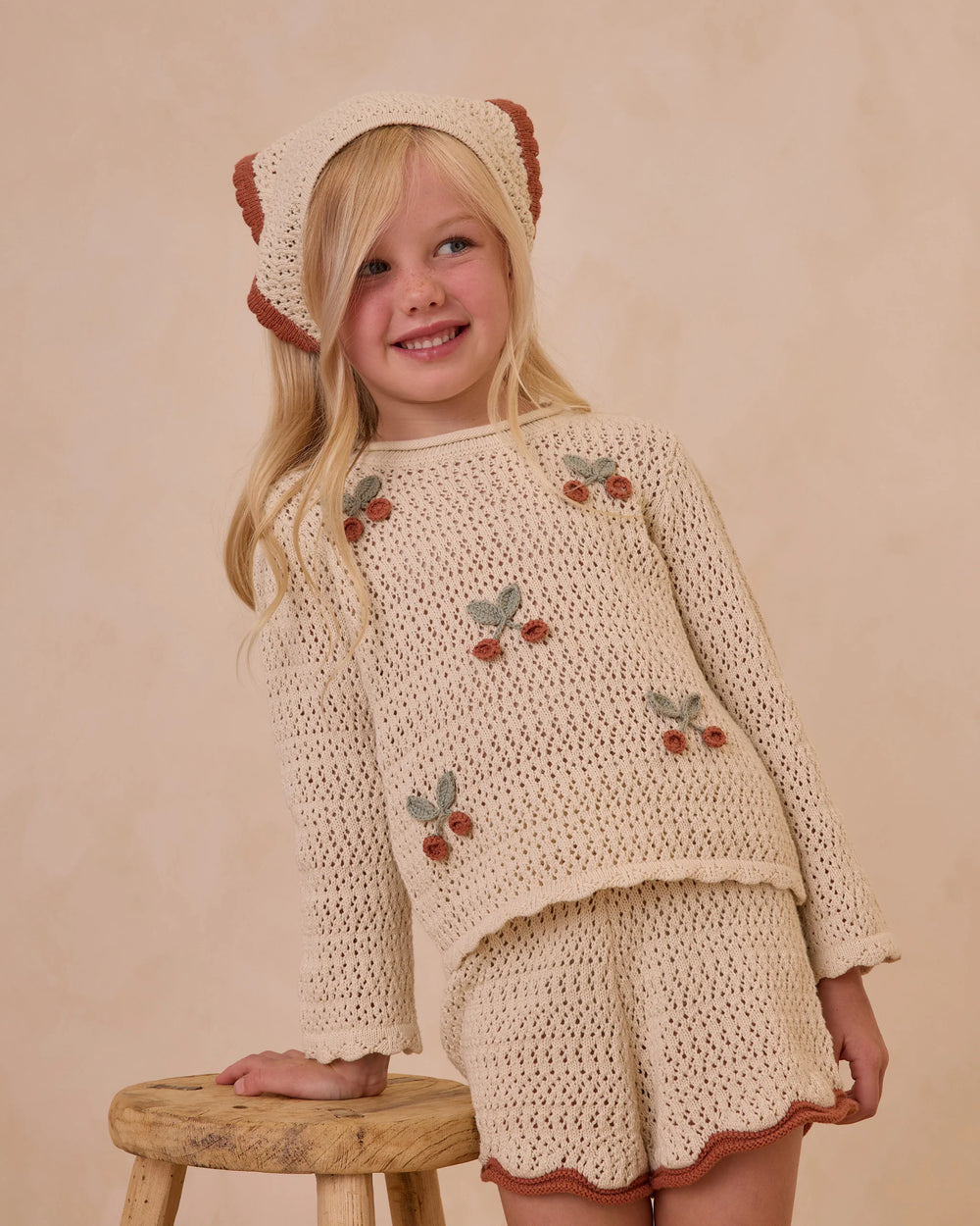 Rylee + Cru - Cherries Crochet Knit Pullover