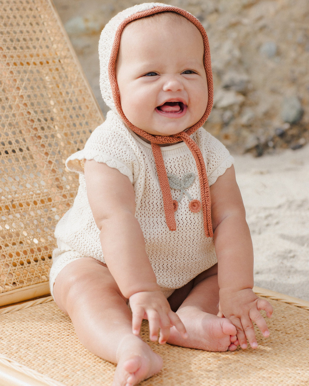 Rylee + Cru - Cherries Scallop Knit Baby Set