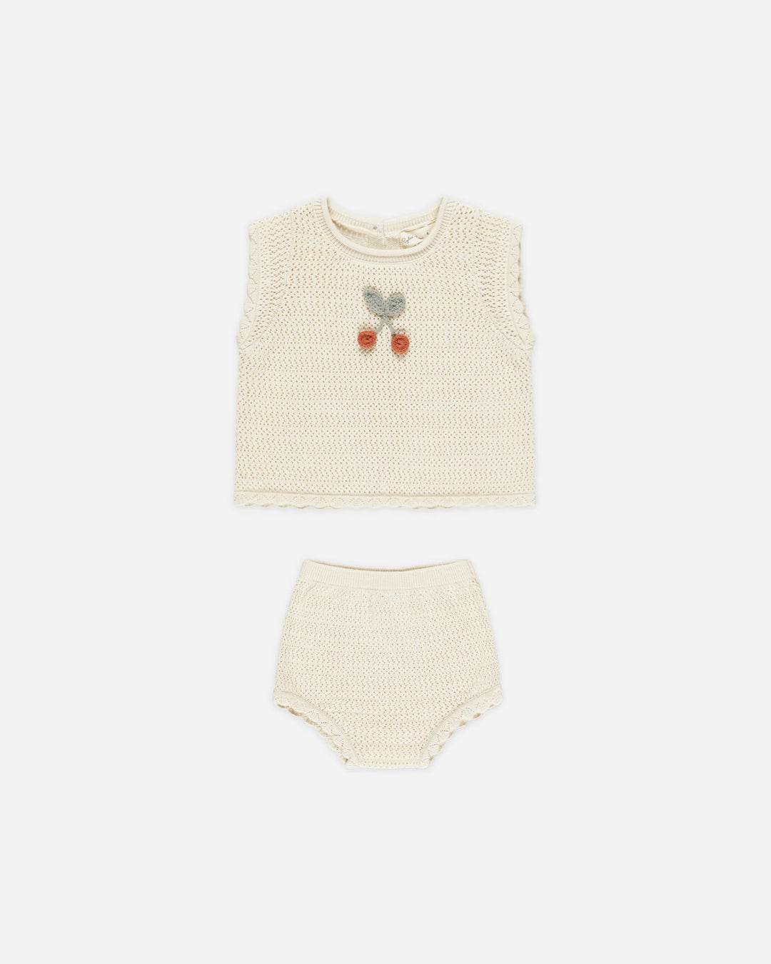 Rylee + Cru - Cherries Scallop Knit Baby Set