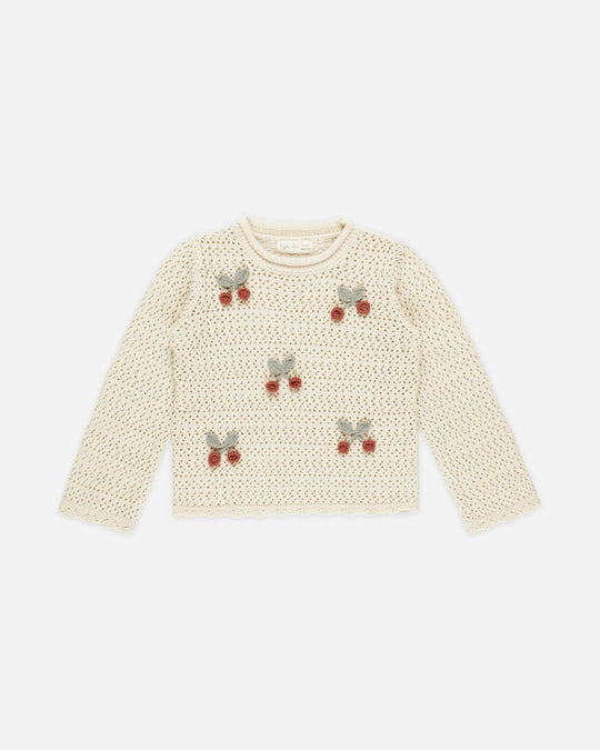 Rylee + Cru - Cherries Crochet Knit Pullover