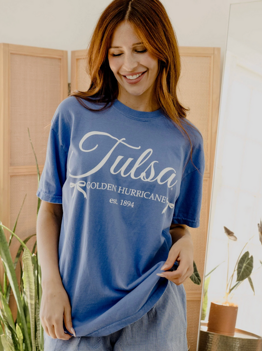 Tulsa Golden Hurricane Est. Bows Blue Tee