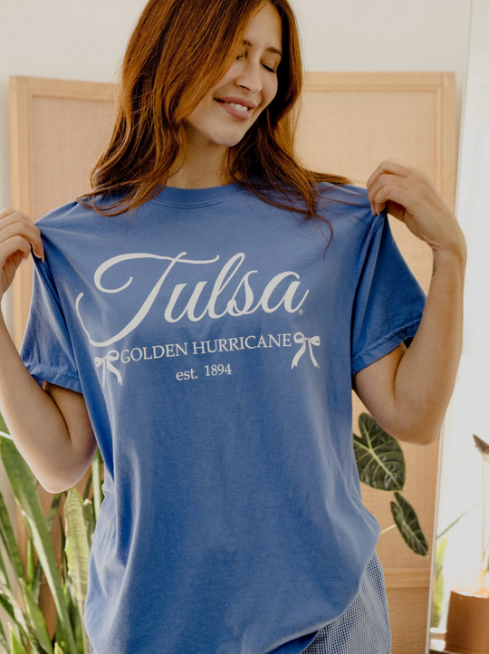 Tulsa Golden Hurricane Est. Bows Blue Tee