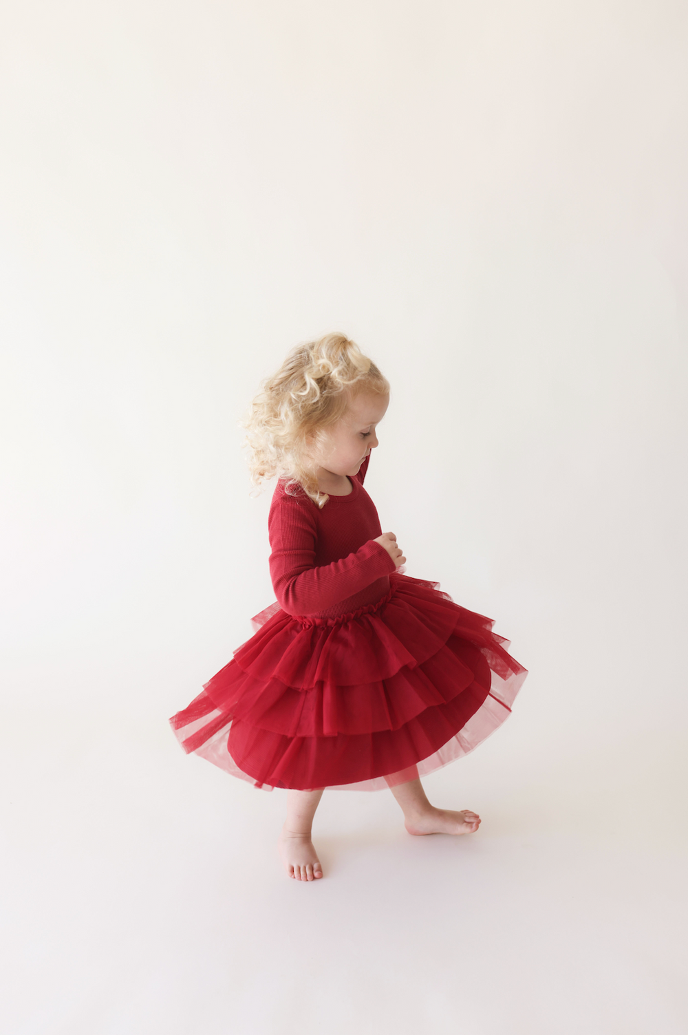 Crimson Waffle - Tulle Tiered Dress