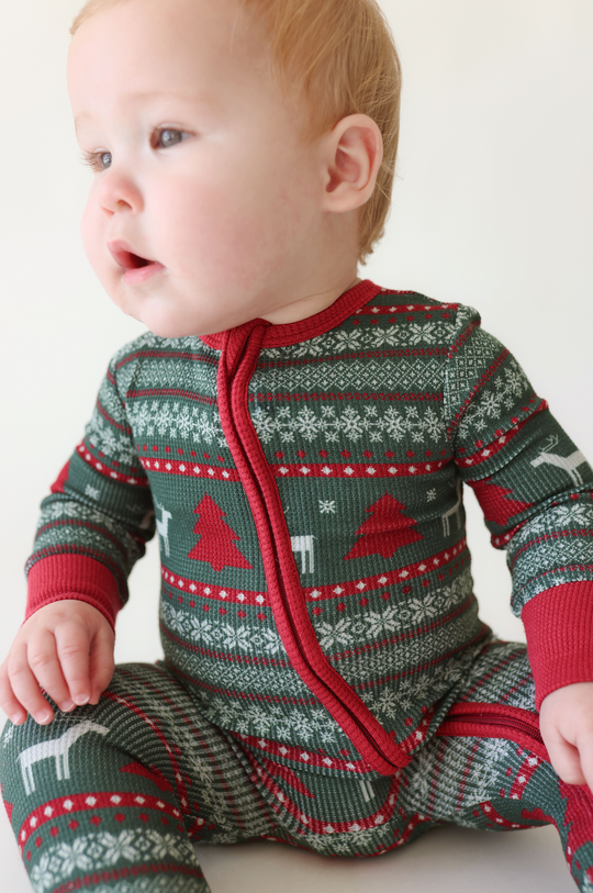 Holiday Fair Isle - Footie Zippered One Piece