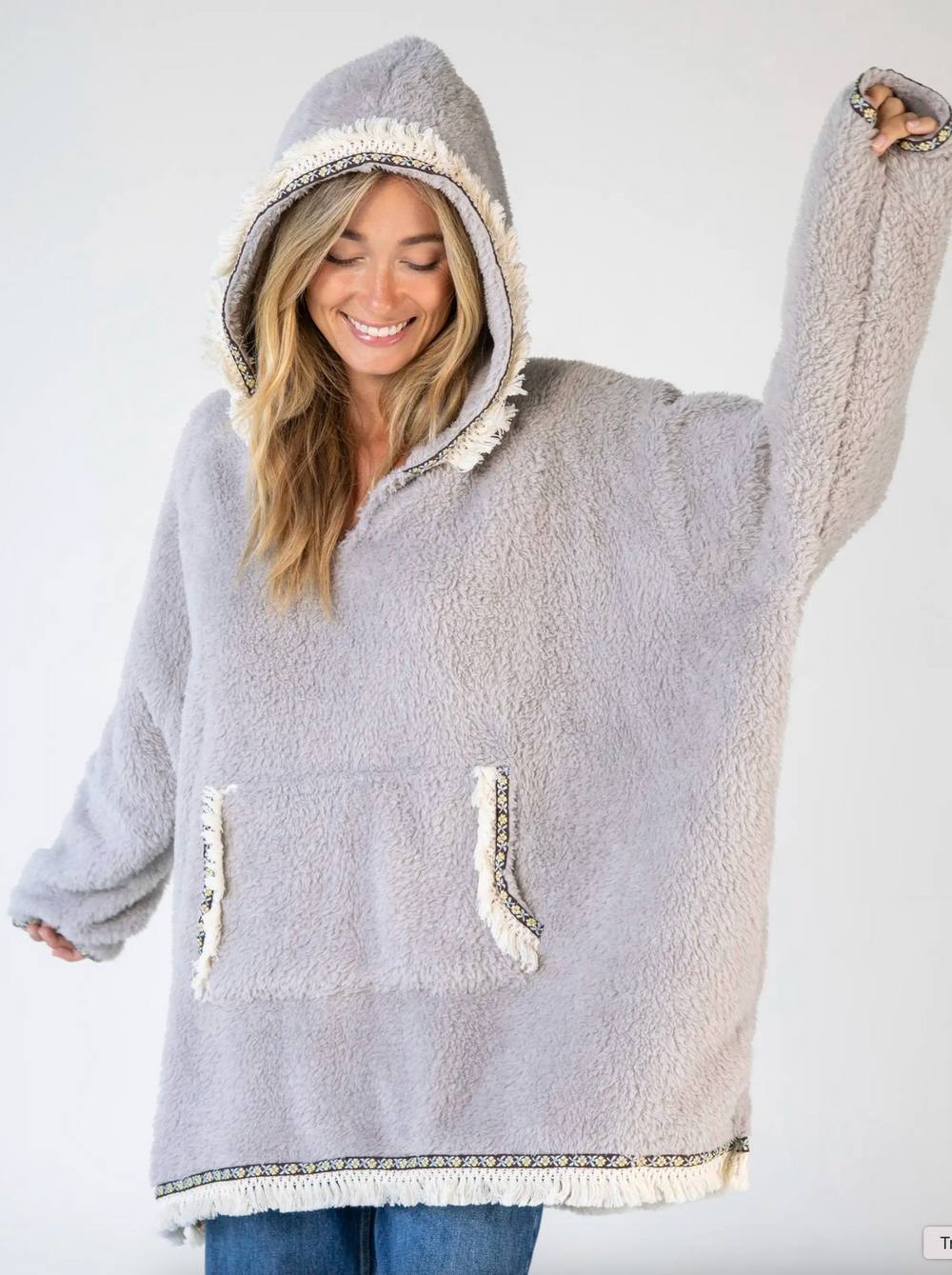 Oversized Blanket Hoodie - Silver