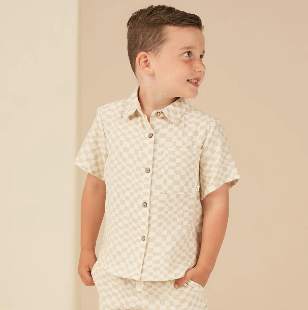 Rylee + Cru - Dove Check Collared Shirt