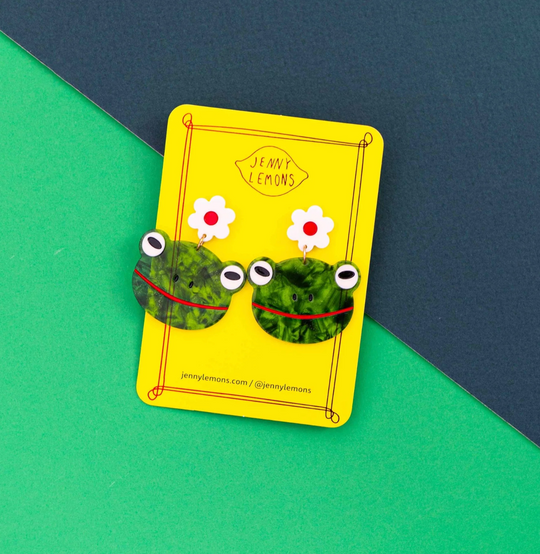 Frog and Flower Earrings