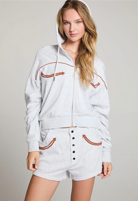 Western Details Zip-Up Hoodie