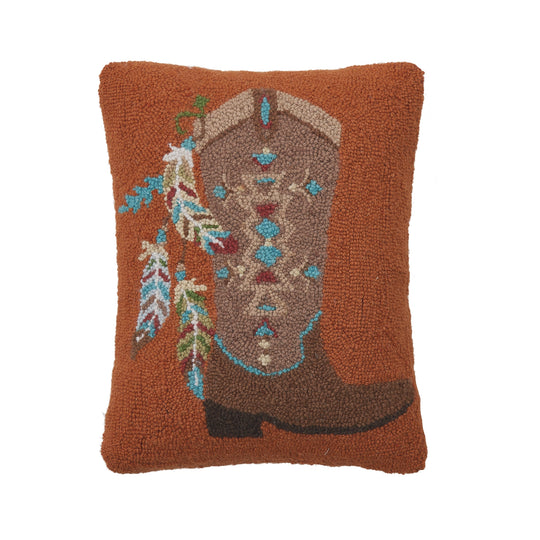 Feathered Cowboy Boot Pillow