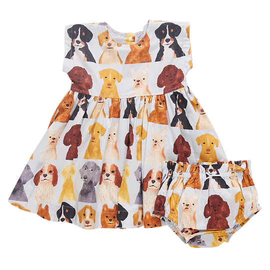 Pink Chicken - Watercolor Dogs Adaline Dress Set