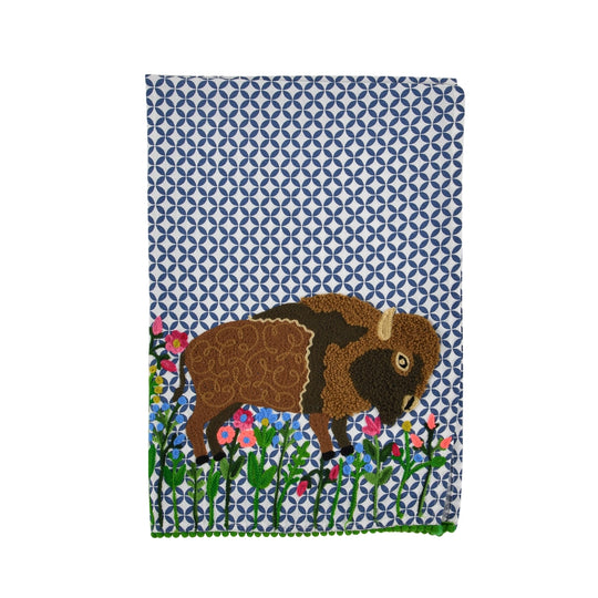 Bison on the Farm Tea Towel