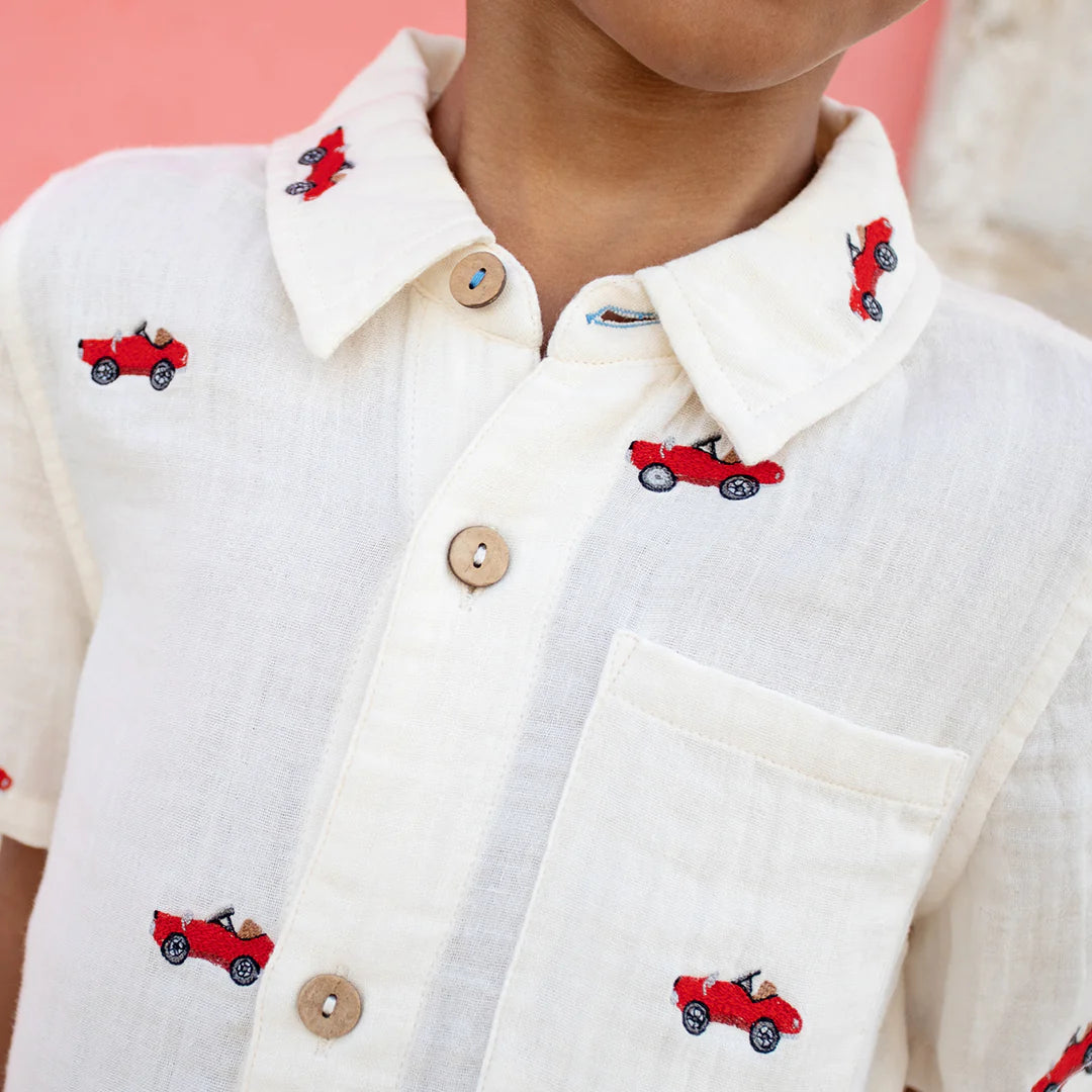 Pink Chicken - Vintage Car Embroidered Jack Shirt