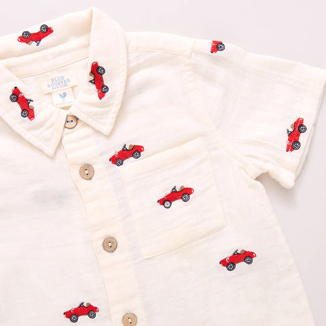 Pink Chicken - Vintage Car Embroidered Jack Shirt