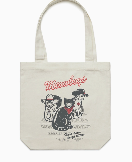 Meowboys Western Tote Bag Cream