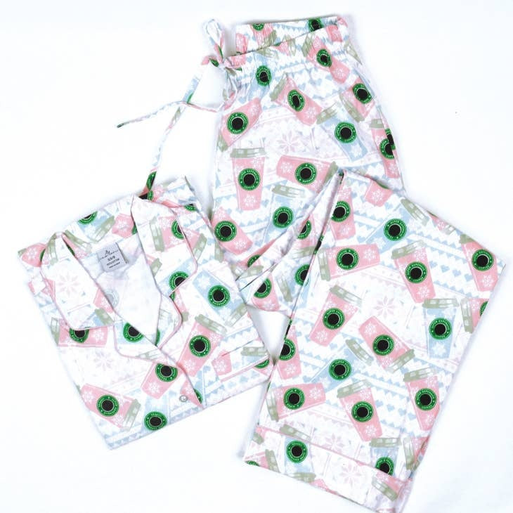 Fairisle Coffee Flannel Pajama Set