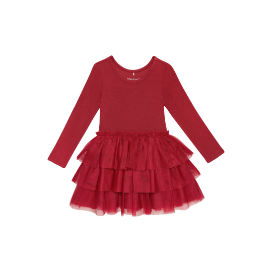 Crimson Waffle - Tulle Tiered Dress