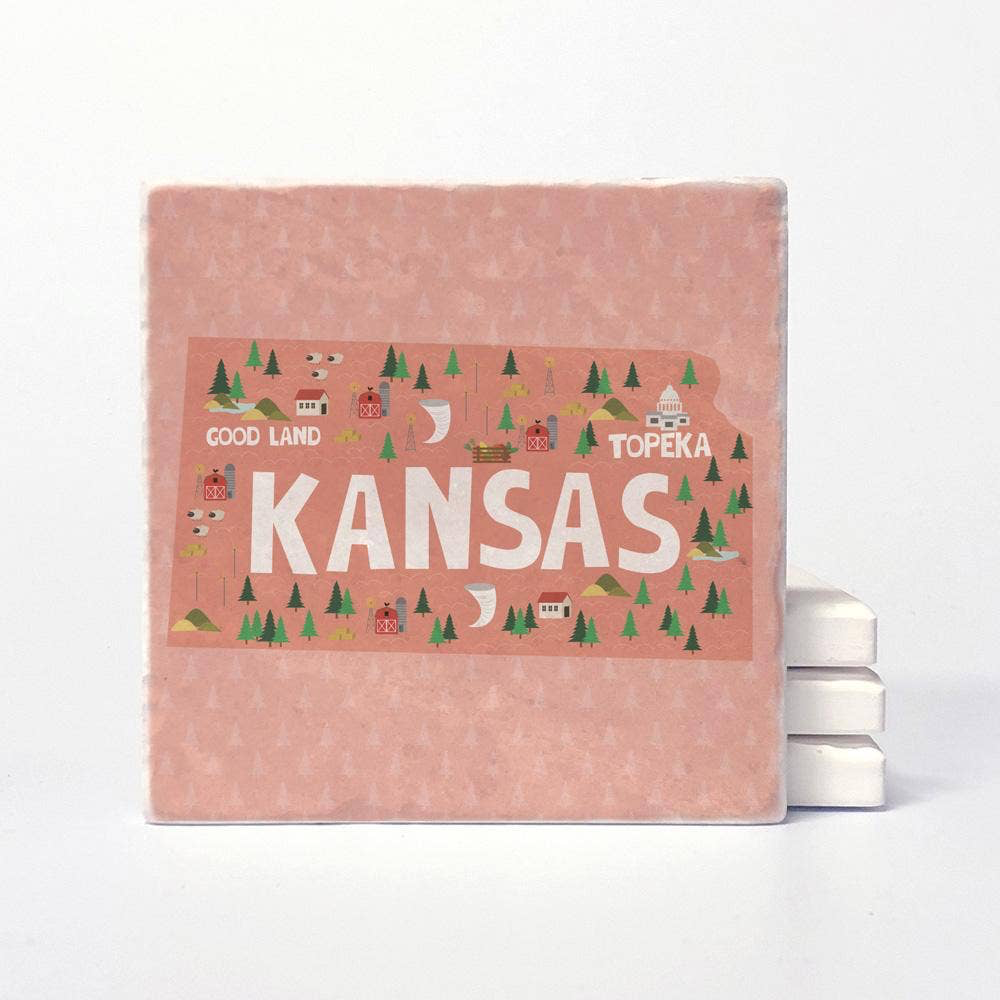 Kansas State Illustration Coasters