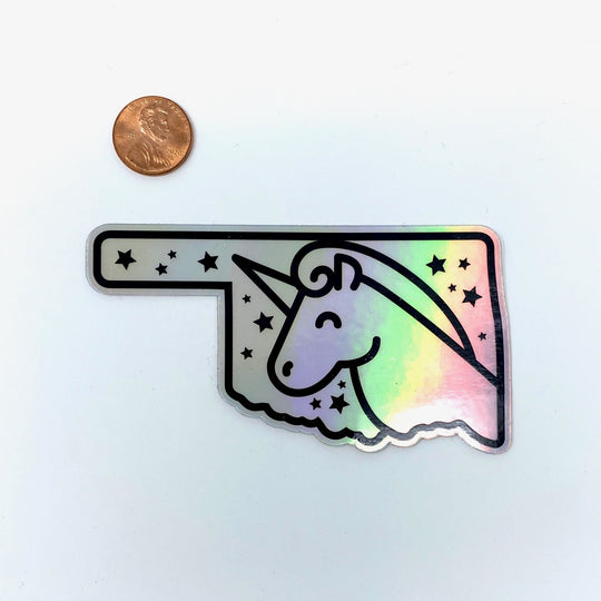 Oklahoma Holographic Unicorn Sticker