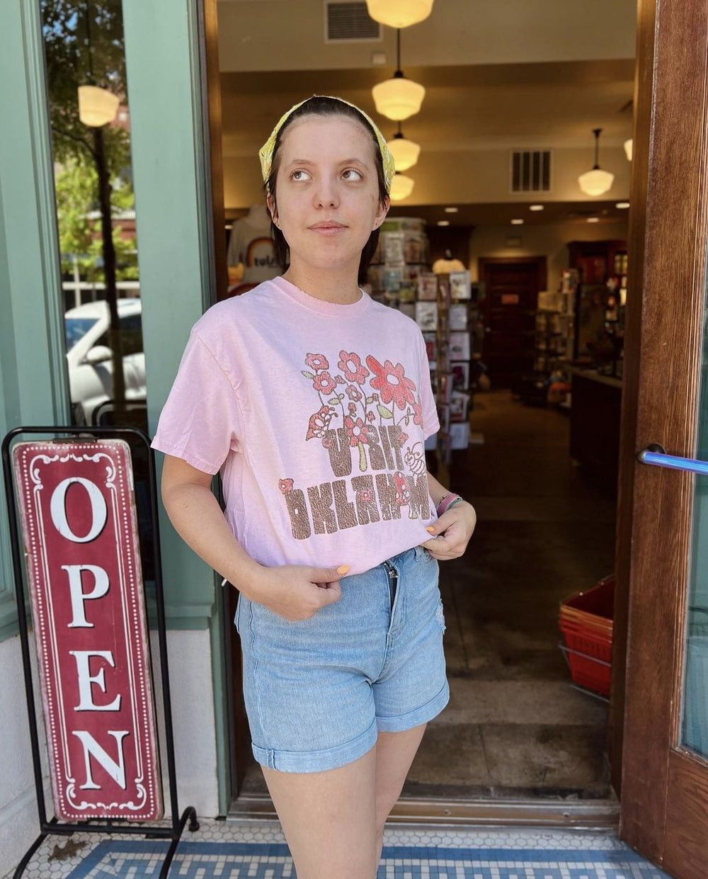 Pink Visit Oklahoma Thrifted Tshirt