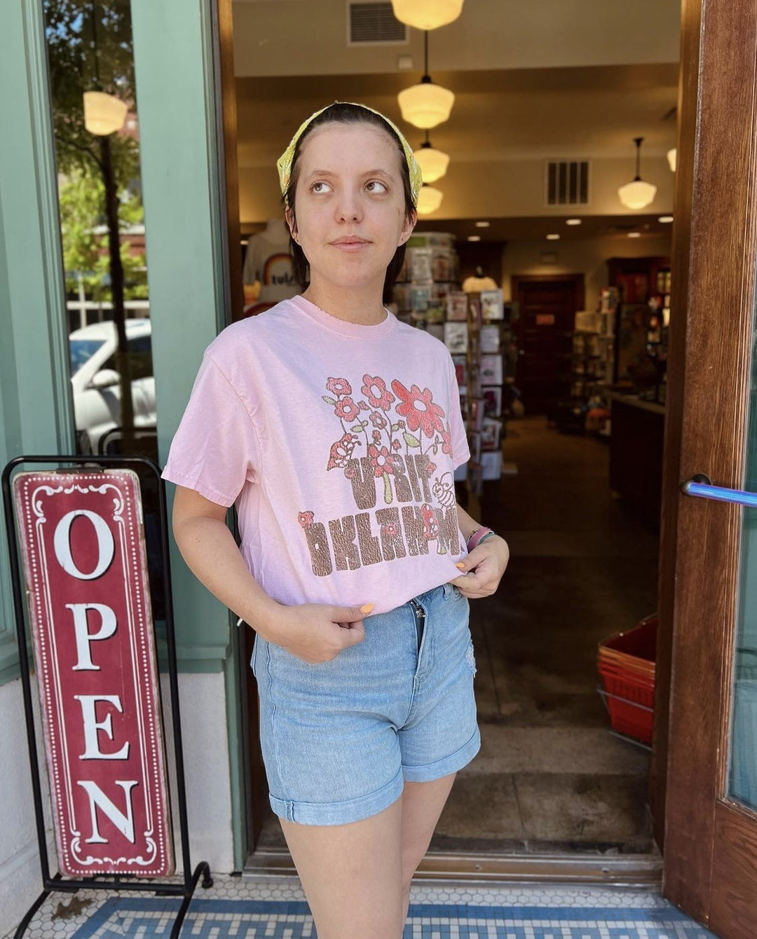 Pink Visit Oklahoma Thrifted Tshirt