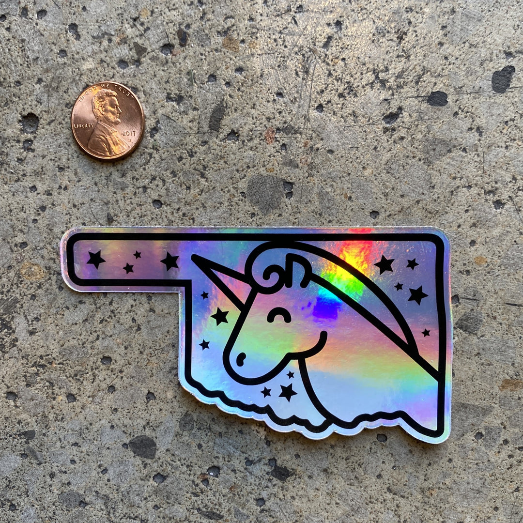 Oklahoma Holographic Unicorn Sticker