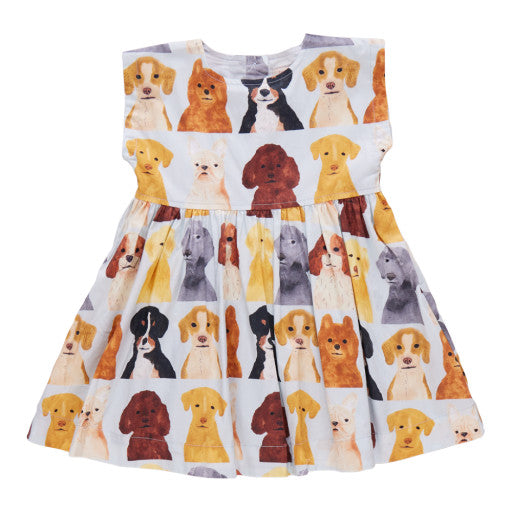 Pink Chicken- Watercolor Dogs Adaline Dress