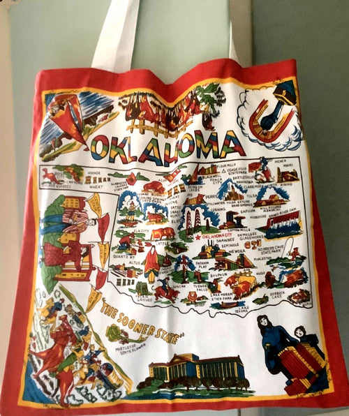 Oklahoma Map Retro Tote - Large