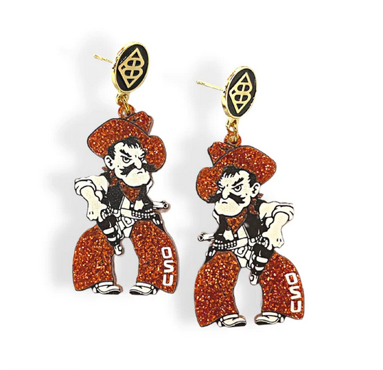 Orange Glitter Pistol Pete Earrings