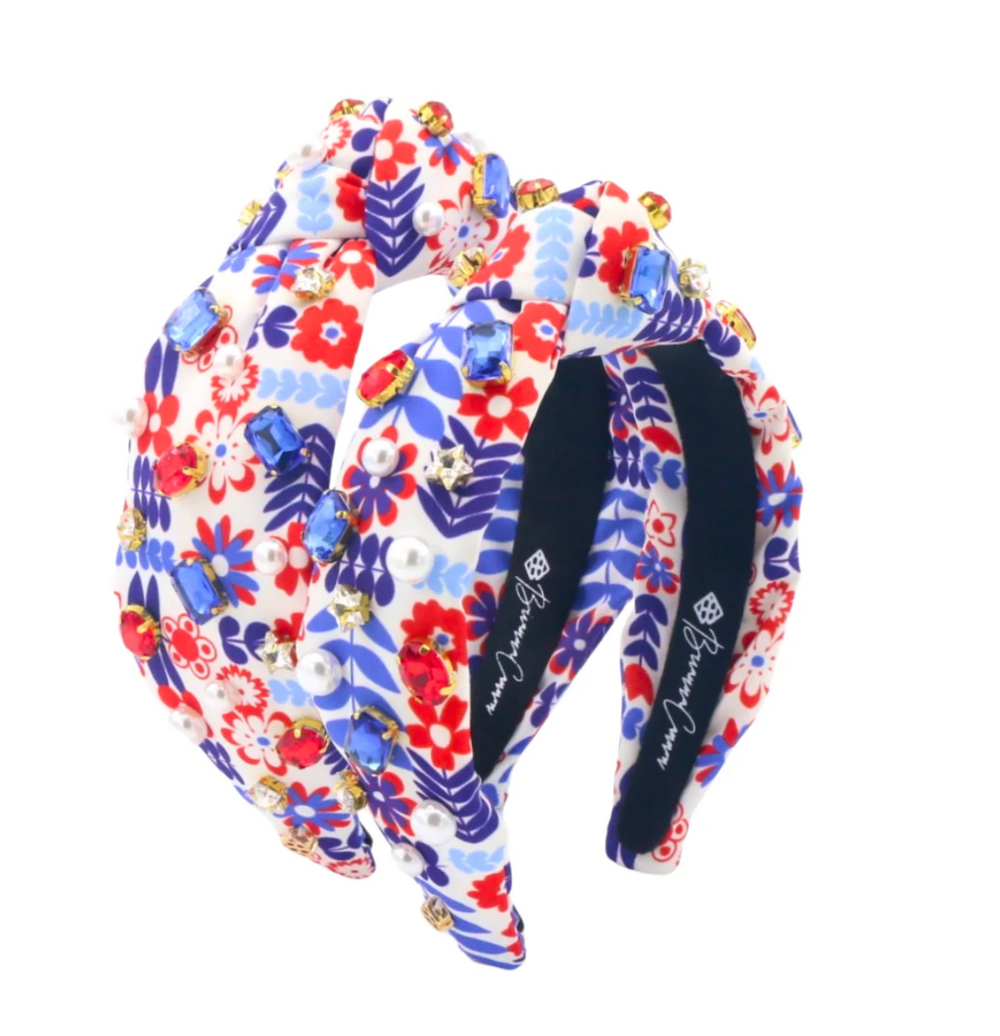 Children's Floral Americana Headband With Crystals & Pearls