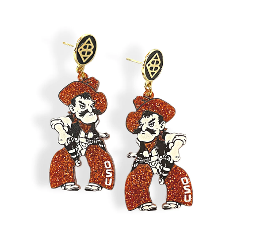 Orange Glitter Pistol Pete Earrings