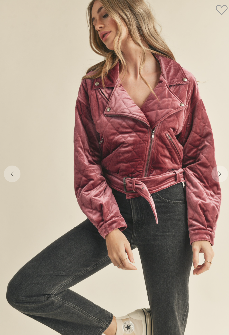 Quilted Velvet Moto Jacket