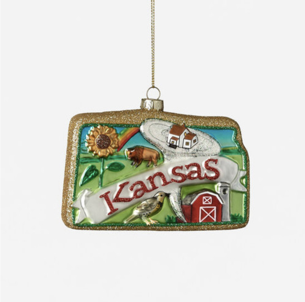 Kansas Glass Ornament