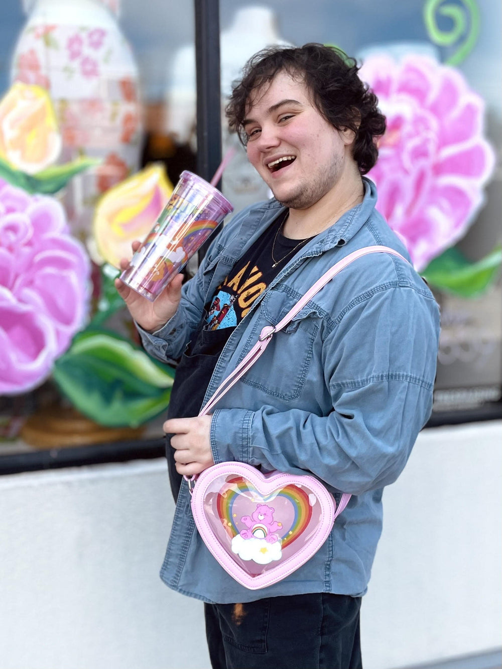 Care Bears Pink Cartoon Printed Shoulder Bag