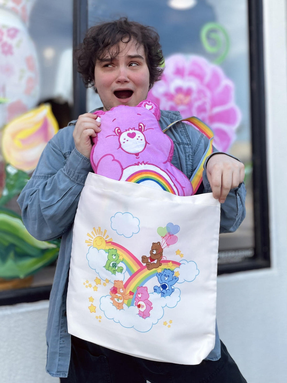 Care Bears Cartoon Bear Embroidered Pink Plush Pillow