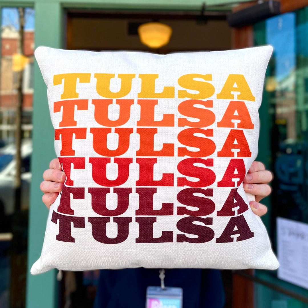 Tulsa Retro Text Pillow